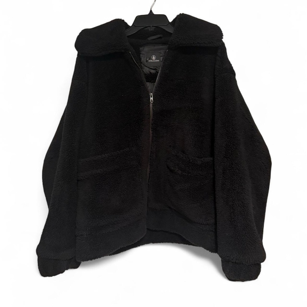 Volcom black sherpa fleece puffer jacket. Women’s sz 12.